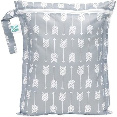 Bumkins Waterproof Wet Dry Bag for Baby, Travel, Swim Suit, Cloth Diapers, Pump Parts, Pool, Gym Clothes, Toiletry, Strap to Stroller, Daycare, Zip Reusable Bag, Wetdry Packing Pouch