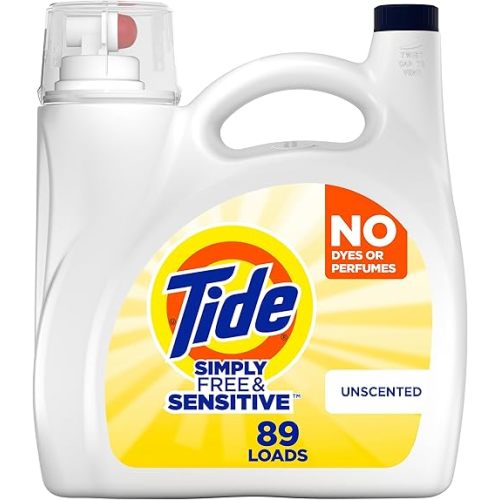 Tide Simply Liquid Laundry Detergent, Free & Sensitive, 117 oz, 89 Loads