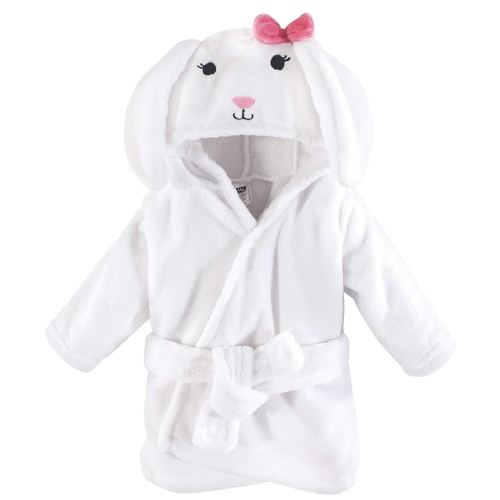 Hudson Baby Unisex Baby Plush Animal Face Bathrobe, Bunny, 0-9 Months