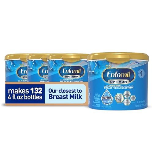 Enfamil Optimum Baby Formula, Our Closest Formula to Breast Milk, Immune-Supporting Lactoferrin also found in Breast Milk, Brain-Building DHA, 20.5 Oz, Pack of 4