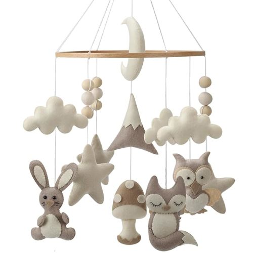 Woodland Baby Mobile for Crib, Handmade Felt Forest