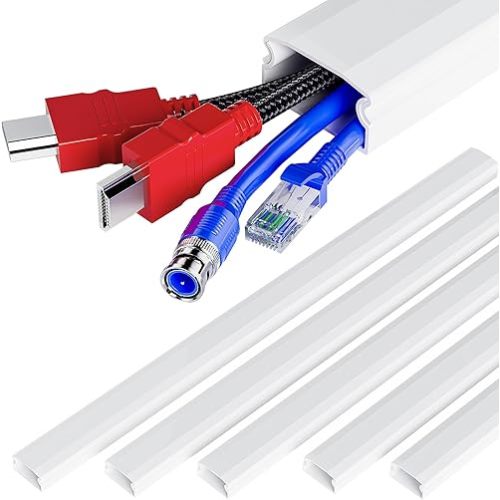 Delamu Cord Hider Wall, 94.5in Cord Covers for 3-4 Wires on Wall, Easy Set up Cable Hider Cable Management, Large Wire Hiders Wire Covers for TV Cords, Cables Cover Raceway, 6X W1.18 H0.67in, White