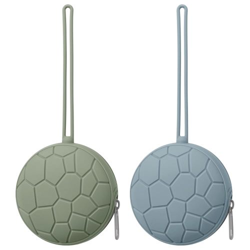 2 Pack Silicone Pacifier Holder Case, Soft Silicone Newborn Baby Silicone Pacifier Holder for Boys & Girls, Portable Silicone Pacifier Container Case (Sage/Ether)