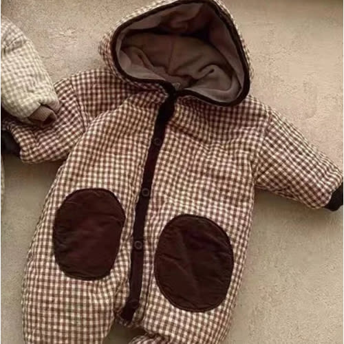 Checkered Hooded Padded Snowsuit – Teeny Mini Me
