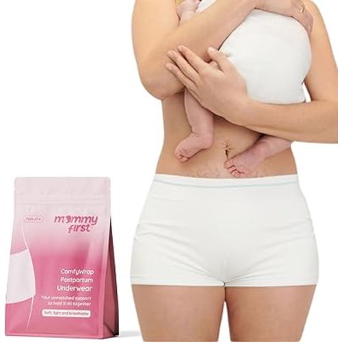 Postpartum Underwear | Soft, Breathable, High Waist & Stretchable | Postpartum Recovery Essentials | C-Section Underwear for Women | Pack of 4 | Regular (Waist 27" Stretch to 42")
