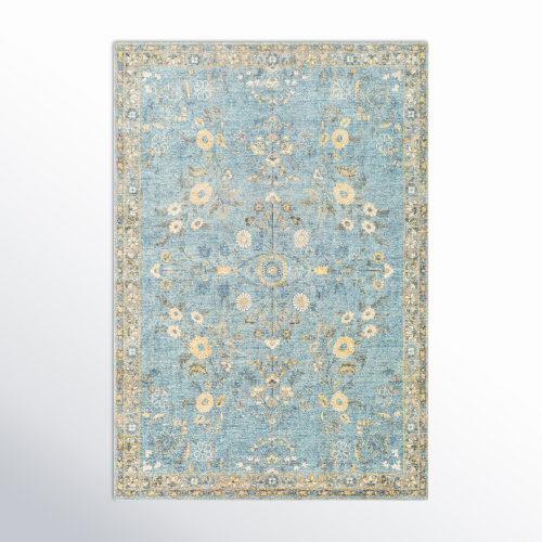 Berger Oriental Denim/Light Blue/Cream/Wheat/Gray Area Rug