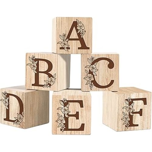 Custom Engraved Wooden Blocks - Personalized Nursery Decor, Letter Blocks for New Baby