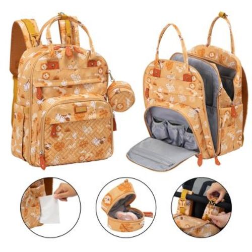 BabbleRoo Diaper Bag Backpack Stylish Hands-Free Baby Bag with Changing Pad, Stroller Straps & Water-Resistant