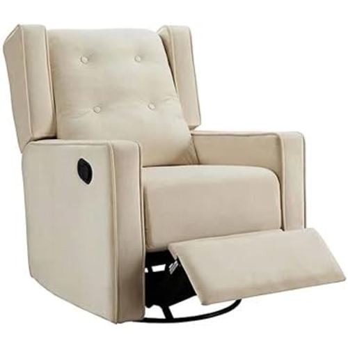 Naomi Home Relieve Muscle Aches with Nursery Glider, Upholstered Rocker Recliner Rocking Breastfeeding Maternity Chair with 360° Swivel, Soft Cushions for Nursing and Bonding, Reclining Chair - Cream