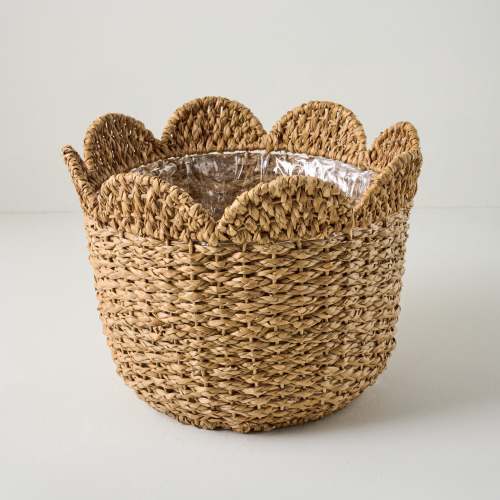 Solene Woven Scalloped Planter – Magnolia