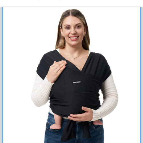 Momcozy Baby Wrap Carrier, Easy to Wear Infant Carrier Slings, Lightweight Hands Free Baby Sling, Adjustable Baby Carriers for Newborn to Toddler 8-35 lbs, Black