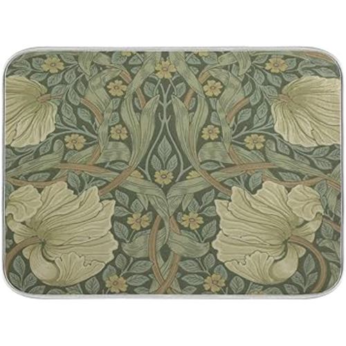 ALAZA William Morris Flowers Print03 Dish Drying Mat for Kitchen Counter Absorbent Microfiber Large Drying Pad Dish mats for Kitchen Countertops 18 x 24 Inch