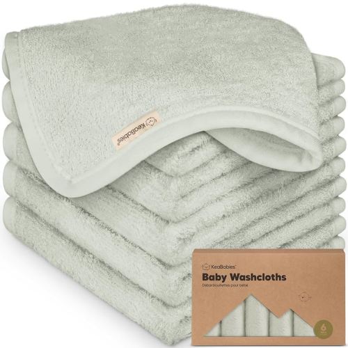 6-Pack Soft Baby Washcloths, Viscose from Bamboo - Kids, Newborn Bath Towels, Infant Shower, Toddler Reusable Face Towel, Gentle on Skin, Face Wash Cloths for Babies, 10x10 (Dove)