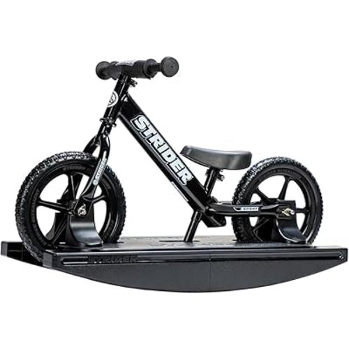 Strider 12” Sport Bike (Pink) + Rocking Base - Helps Teach Baby How to Ride a Balance Bicycle - for Kids 6 Months to 4 Years - Easy Assembly & Adjustments