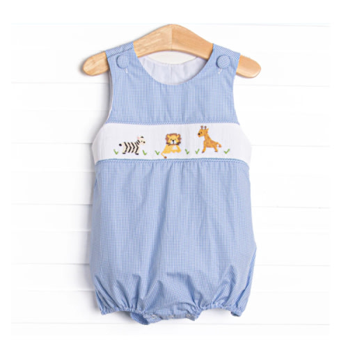 Wild Ones Smocked Bubble, Blue – Stitchy Fish