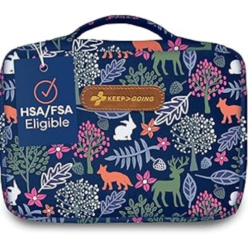 KeepGoing Large Home First Aid Kit for Kids – 270 Pc. First Aid Kit for Car, Home, Dorm, & Boat with Latex-Free Bandages – 10 x 7 x 3.5 in. Travel First Aid Kit (Woodland)