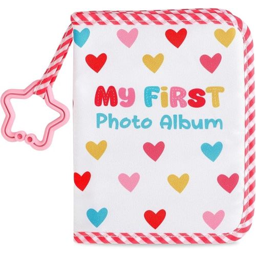 Baby's My First Family Album Soft Photo Cloth Book Colorful Heart My First Book of Photos Cartoon Baby Memory Album Gift Holds 4x6 Pictures for Babies Newborn Toddler & Kids Baby Shower