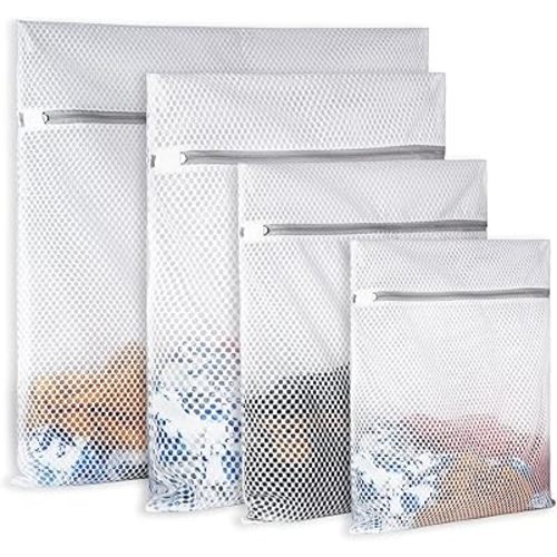 4Pcs Durable Honeycomb Mesh Laundry Bags for Delicates Reusable Wash Bag(1XX-Large 24 x 24 Inches,1X-Large 20 x 24 Inches,1 Large 16 x 20 Inches, 1 Medium 12 x 16 Inches)