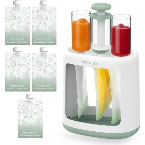 Momcozy Squeeze Station For Homemade Baby Food,Pouch Filling Station For Puree Food For Babies&Toddlers,No Food Splashing,Dishwasher Safe,BPA-Free,With Reusable Bags