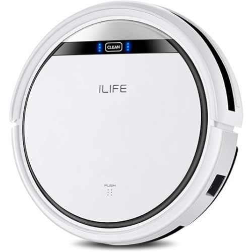 ILIFE V3s Pro Robot Vacuum Cleaner, Tangle-free Suction , Slim, Automatic Self-Charging Robotic Vacuum Cleaner, Daily Schedule Cleaning, Ideal For Pet Hair，Hard Floor and Low Pile Carpet,Pearl White