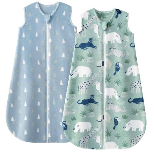 Yoofoss Fleece Baby Sleep Sack 2 Pack 1.5 Tog Baby Wearable Blanket with 2-Way Zipper