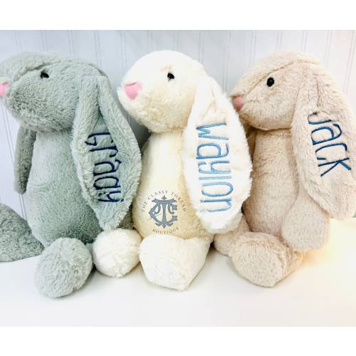 Monogrammed Bunny, Easter Bunny, Personalized Bunny Rabbit, Personalized Baby Gift, Personalized Stuffed Animal, Personalized Bunny