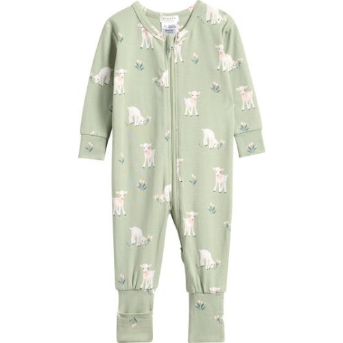 Little Lambs Fitted Stretch Organic Cotton Blend Convertible Footie Pajamas, 6M