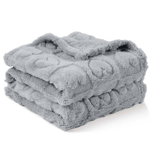 CREVENT Plush Soft Boys Light Gray Heart Checkered Baby Receiving Blanket