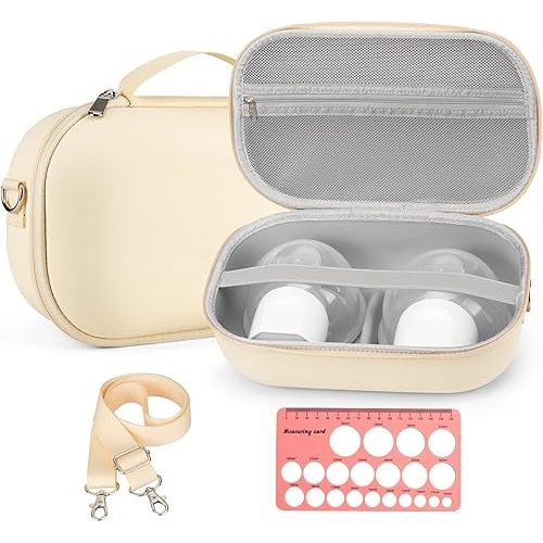 Breast Pump Storage for Hands-Free Breast Pumps with Nipple Ruler, Wearable Breast Pump Case Compatible with Momcozy/Willow/eufy/Security/Medela/Bluefair Wearable Breast Pumps