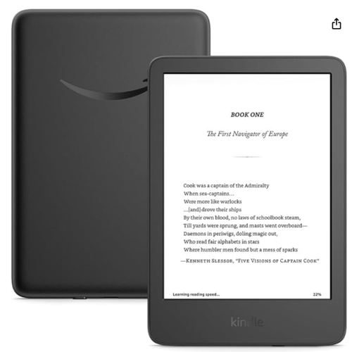 New Amazon Kindle (16 GB) - Lightest and most compact Kindle, with glare-free display, faster page turns, adjustable front light, and long battery life - Black + 3 Months Free Kindle Unlimited (with auto-renewal)