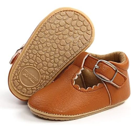 Baby Girl Mary Jane Flats Dress Shoes - Infant Newborn Shoes Anti-Slip Soft PU Leather Party School Wedding Princess Baby Girl Shoes 0-18M