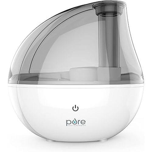 Pure Enrichment MistAire Silver Ultrasonic Cool Mist Humidifier for Bedroom, Office, Nursery & Indoor Plants - Lasts Up to 25 Hours, Whisper-Quiet Operation, Optional Night Light, & Auto Shut-Off