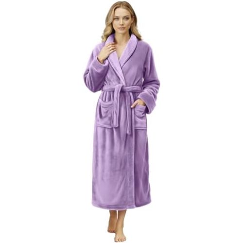 NY Threads Premium Ultra Soft Robes for Women Plush Fleece Long Bathrobe