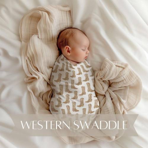 Neutral Cowboy Boots Swaddle | Minimalist Western | Cowgirl Nursery | Cowboy Nursery | Western Nursery | Rodeo Nursery | Horse | Country