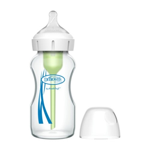 Dr. Brown’s Natural Flow® Anti-Colic Options+™ Wide-Neck Glass Baby Bottle, with Level 1 Slow Flow Nipple | Dr. Brown's Baby