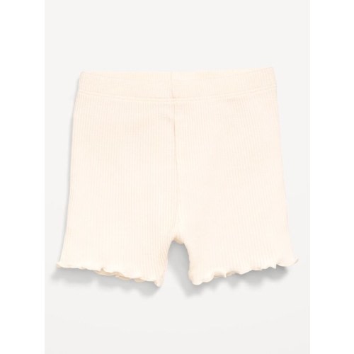 Ribbed Lettuce-Edge Biker Shorts for Baby