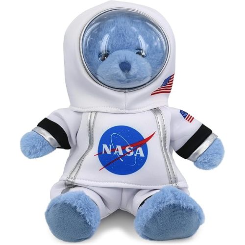 DolliBu Baby Blue Bear Astronaut Plush Toy - Wild Life Astronaut Stuffed Animal with Space Helmet and NASA Astronaut Suit, Spaceman Doll Decor for Girls and Boys with Personalization - 8 Inch