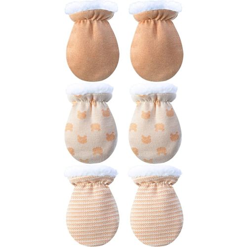 Blulu 3 Pairs Newborn Mitten Gloves Baby Winter Mittens Warm Infant Cotton Mittens