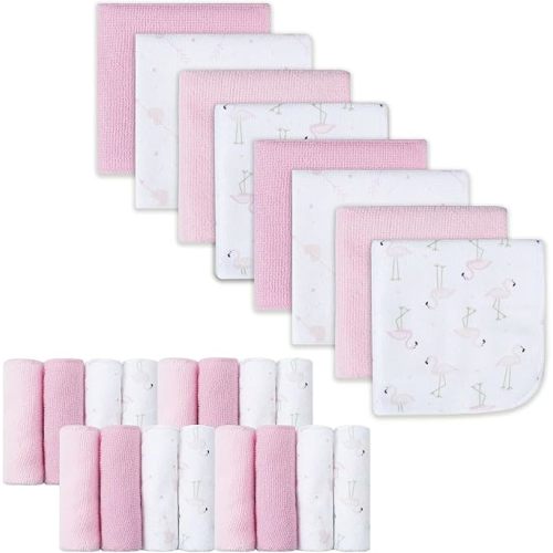 Lot de 24 débarbouillettes pour bébé, extra douces et ultra absorbantes, cadeau idéal pour les nouveau-nés et les nourrissons, flamants rose