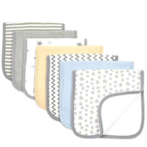 Baby Burp Cloths - 7 Pack Triple Layered - Top and Bottom 100% Cotton and Middle Layer 100% Polyester Fleece - Extra Absorbent and Soft Baby Burp Cloth for Boys and Girls