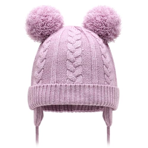 Duoyeree Toddler Winter Hat with Earflap Scarf Hood Thick Warm Kids Skull Cap for Baby Girls Boys