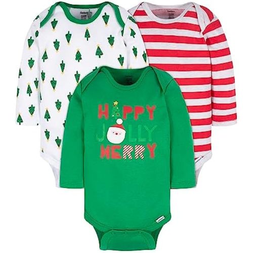 Gerber unisex-baby 3-pack Holiday Long-sleeve Onesies