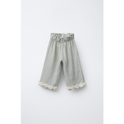 STRAIGHT FIT LINEN PANTS - Khaki | ZARA United States