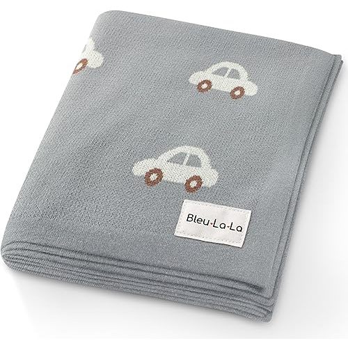 Baby Swaddle Blanket for Boys - 100% Oeko Tex Certified Natural Cotton Buttery Soft Cozy Receiving Swaddle Crib Stroller Blanket for Shower Gift Registry for Newborns, Infants, Toddlers (Cars - Grey)