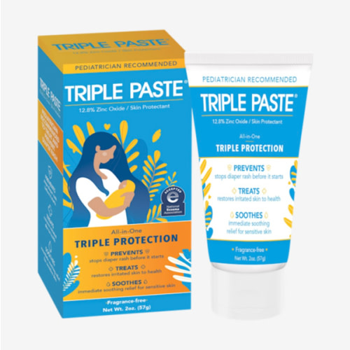 Triple Paste Diaper Rash Cream for Baby - 3 oz Tube - Zinc Oxide Ointment Treats, Soothes and Prevents Diaper Rash - Pediatrician-Recommended Hypoallergenic Formula with Soothing Botanicals