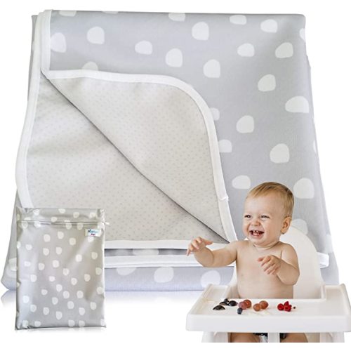 ThePerfectPicks Splat Mat for Under High Chair - Floor Mat for Baby, Kids & Toddlers - Waterproof, Washable & Anti-Slip - Messy Mat & Table Cloth for Food (Gray Dot)