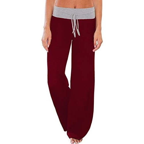 AMiERY Women's Comfy Casual Pajama Pants Floral Print Drawstring Palazzo Lounge Pants Wide Leg