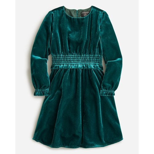 Girls' smocked velvet dress, Spicy Jade - size 2