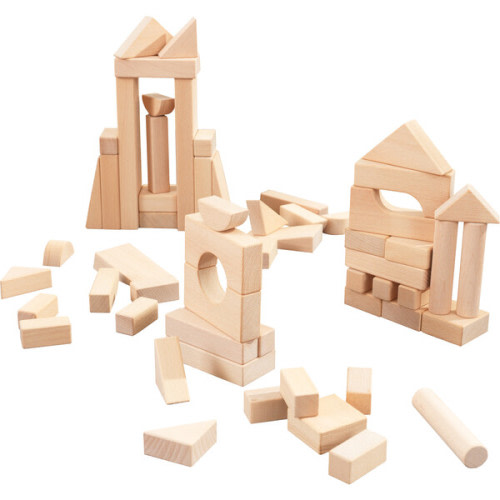 60-Piece Wooden Cutout Shapes Block Building Architectural Set - Natural - KidKraft Blocks, Sorters & Stackers | Maisonette
