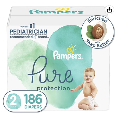 Amazon.com: Diapers Size 2, 186 Count - Pampers Pure Protection Disposable Baby Diapers, Hypoallergenic and Unscented Protection (Packaging & Prints May Vary) : Baby